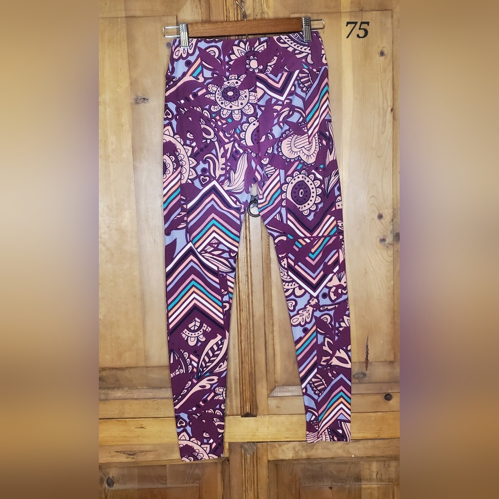 LuLaRoe Purple and Pink Patterned Leggings